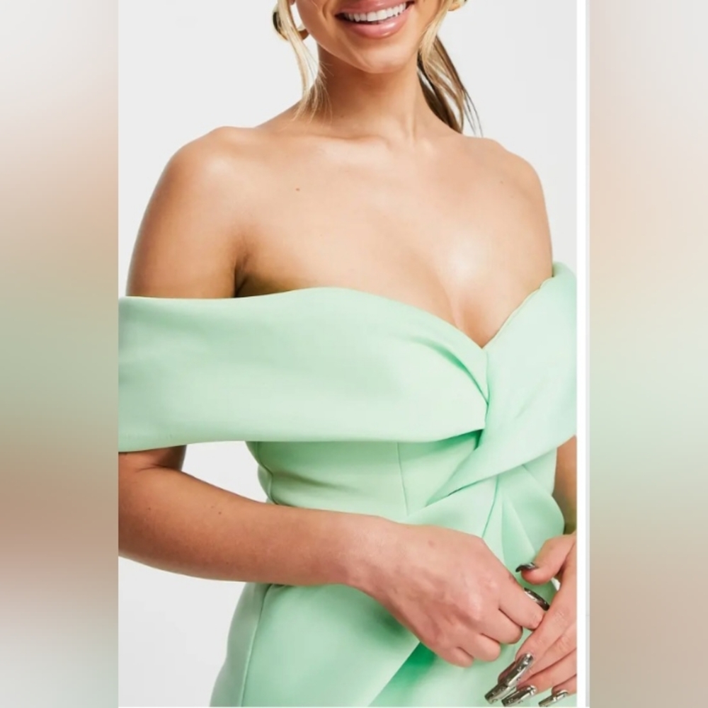 ASOS Design Off The Shoulder Twist Front Midi Dress - Picture 5 of 10